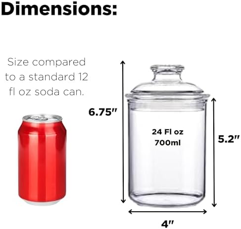 JOEY'Z 24oz Acrylic Airtight Candy Jar Cookie Jar - Candy Jars with Lids