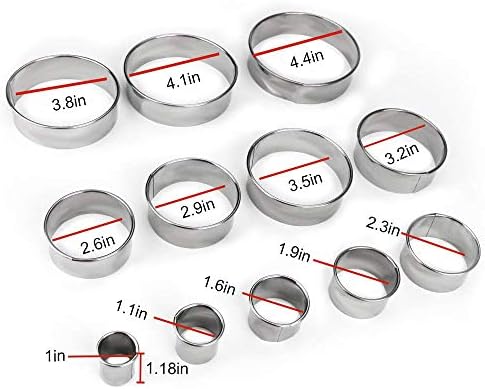 Bukuwa 12 Pcs Round Cookie Biscuit Cutter Set, Graduated Circle Cutters
