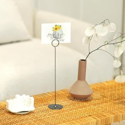 ERYTLLY 16PK Place Card Holders 12 Inch Table Number Holders Table Card Holders Steel Card Holders for Birthdays,Weddings,Photos, Food Signs, Memo Notes, Restaurants (Black)