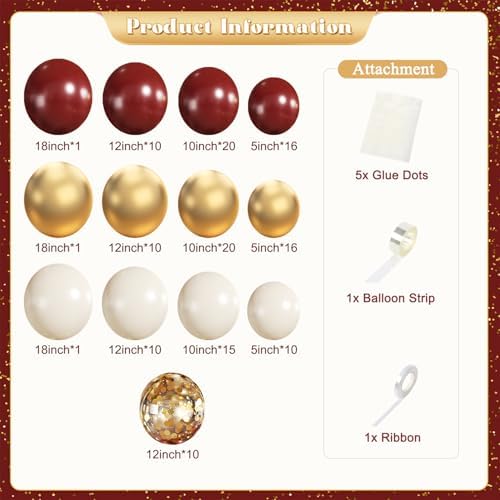 Burgundy Balloon Arch Garland Kit for Birthday Decorations
