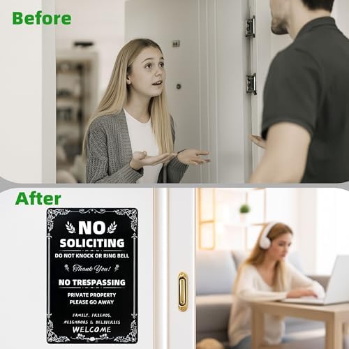 No Soliciting & No Trespassing Chic Metal Signs for Yard