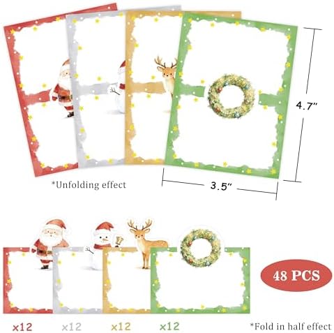 48 Pcs Christmas Place Cards Foldable Tent Cards (Christmas)