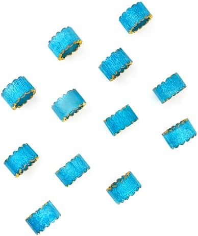 Alpha Living Home Epoxy Resin Napkin Rings, Blue Gold, 12-Pack
