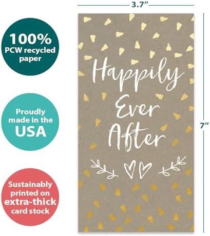 Tree-Free Greetings - Wedding Money Holder Greeting Card - Artful Designs - 1 Money Holder Card + Matching Envelope - Made in USA - 100% Recycled Paper - 3.7 x 7 - Happily After Today (ZO70241)
