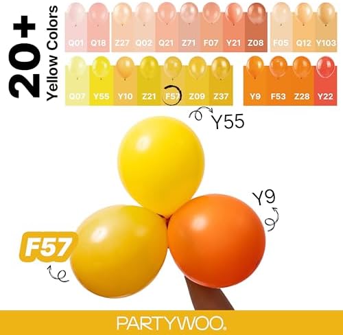 PartyWoo Mustard Yellow fall Balloons 140pcs Different Sizes