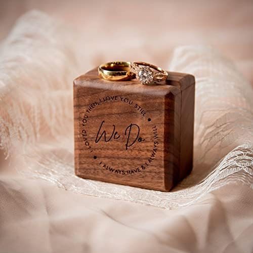 MUUJEE We Do Double Ring Box - Engraved Wooden Ring Case Box for Wedding Ceremony Engagement Proposal, Ring Bearer Gift Ideas (We Do)