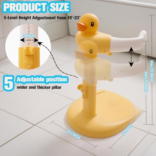 Baby Shower Stand for 𝐁𝐚𝐛𝐢𝐞𝐬 𝟔 𝐌𝐨𝐧𝐭𝐡𝐬 & 𝐔𝐩 - Safety & Non-Slip for Baby Standing Support, Adjustable Heigh with Babe Bath Stand, Toddler Shower Support with 55 Lbs Capacity