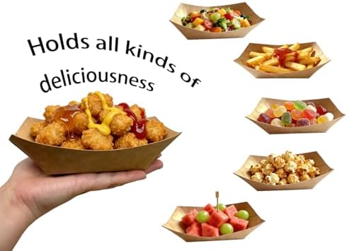100 Pack, 2lb Paper Food Trays, Disposable Food Trays, Suitable for Holding Snacks Such as Popcorn and French Fries, Suitable for Catering Services, Parties, Picnics, and Various Other Occasions