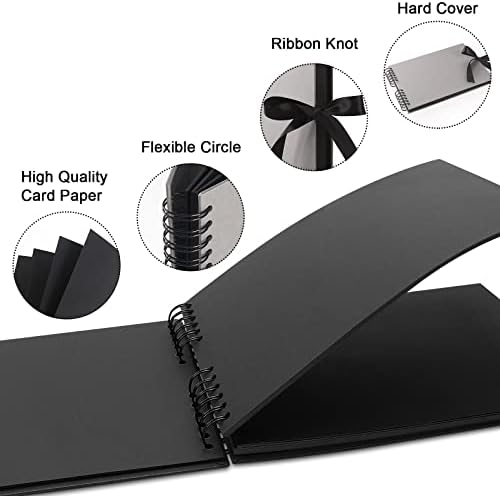 Vienrose Scrapbook Album 80 Pages 11x8 Inch Black