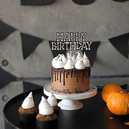 Ercadio 1 Pack Halloween Cupcake Toppers Glitter Horror Skull Cupcake Toppers Picks for Happy Halloween Day Theme Birthday Party Cake Decoration Supplies