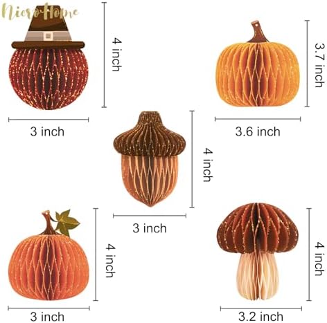NICROHOME EUR Fall Thanksgiving Decoration,5PCS Glitter Honeycomb Ornaments