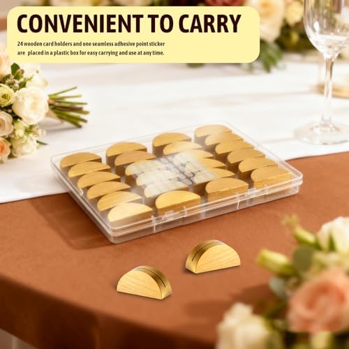 24Pcs Gold Wood Table Number Stands 1.57 In Wood Place Card Holders