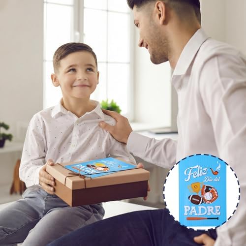 Motiskyy 24 Pcs Spanish Fathers Day Cards Bulk Feliz Día Del Padre Gift Happy Father's Day Card with Envelopes 4 x 6'' Tarjetas De Felicitación Españolas for Men Dad Grandpa Husband