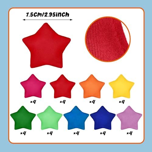 36 PCS Colorful Nylon Bean Bags Small Bean Bags Bulk Hand Toss for Sports Outdoor Party
