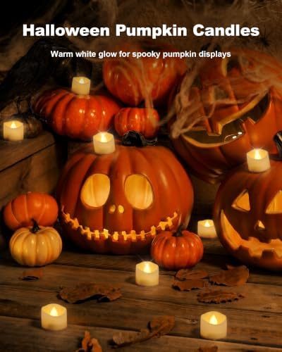 Homemory 50-Pack Flameless Tea Lights Candles Battery Operated, 200+ Hours