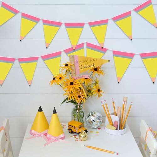 Vitalcozy 5 Pcs 49 ft Back to School Pencil Banners Pencil Classroom Decor