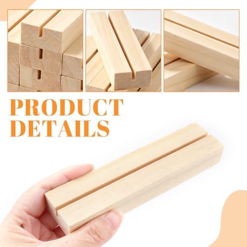 10Pcs 5.51x1.38 Inches Wood Table Number Stands, Wooden Place Card Holders, Acrylic Sign Holders for Wedding, Ceremony, Birthday, Party, Home Decoration, Events (3mm Slots)