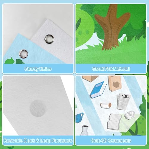 Cinrobiye Felt Earth Day Recycling Sorting Game Learn to Recycle Activity Set Garbage Sorting Educational Game Classroom Recycling Activity Bulletin Board Decorations Earth Day Craft Kit
