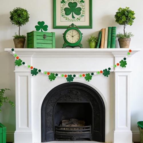 Jansun 8.2ft 3D St Patrick's Day Shamrock Felt Garland