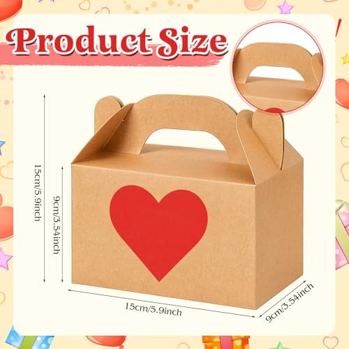 Colarr 100 Pcs Valentine's Gift Boxes with Handle 5.9 x 3.5 x 3.5 Inch