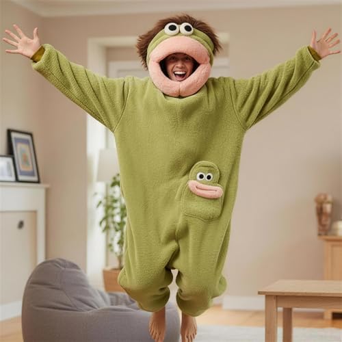 Big Mouth Monster Onesie Silly Monster Onesie Plush Onesie Pajamas Cozy Home Loungewear (No Shoes Included)