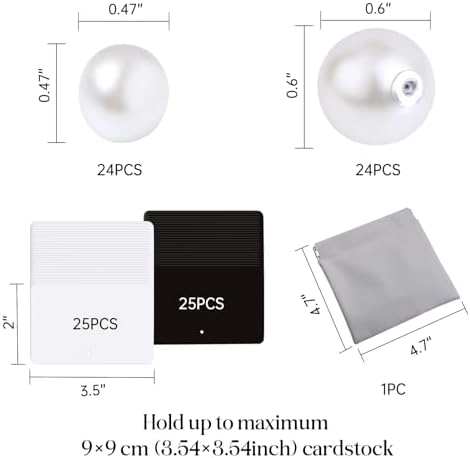 UNIQOOO 24Pcs Decorative Pearl Place Card Holders w/Black White Cards, Elegant Men&Women Name Card Stands Set, for Wedding Event Table place Cards, Retail Shop, Business Card, Party Food Signs
