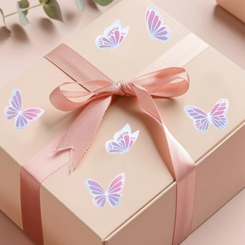 500Pcs Holographic Butterfly Stickers for Kids 1in Laser Waterproof Decals 6 Designs Dazzling Butterfly Self-Adhesive Sticker Rolls for Bottle Scrapbook Journal Envelope Decorations