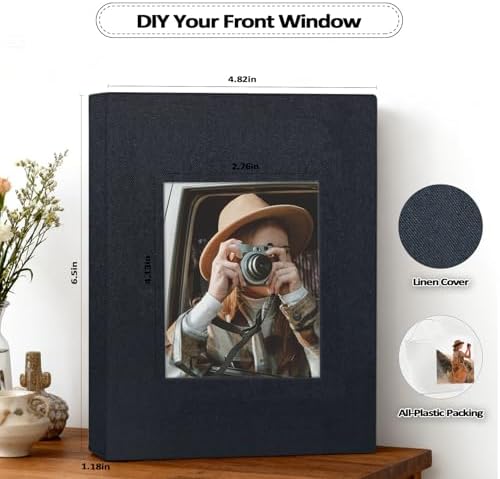 Popotop 2 Pack Photo Album 4x6 Pictures, Small Linen Slip-in Photo Albums Book for 80 Photos with 40 Pockets, Birthday Gifts for Women Mom Family Baby