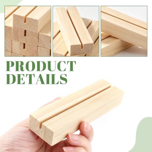10Pcs 4.72x1.38 Inches Wood Table Number Stands, Wooden Place Card Holders, Acrylic Sign Holders for Wedding, Ceremony, Birthday, Party, Home Decoration, Events (3mm Slots)