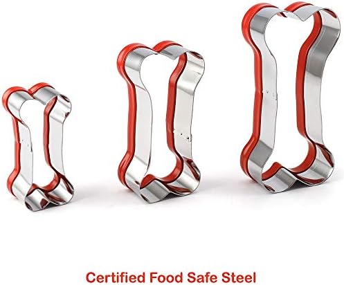 3-Piece Dog Bone Cookie Cutters Set - Dog Treats Cutters, Bone Shapes, 2.4" to 3.9" Soft PVC Coated