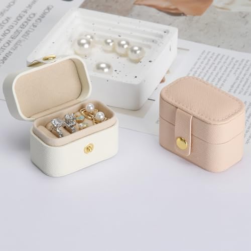 KUKUVR Small Travel Jewelry Ring Stud Earring Box (White)