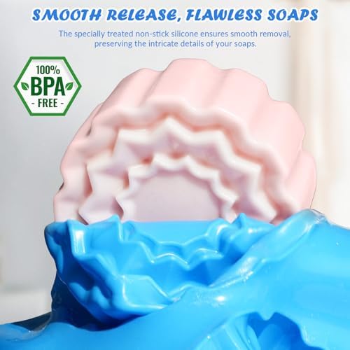 HKNMTT 3Pcs Soap Molds 6-Cavity Multi-Design Silicone Mold for DIY Craft