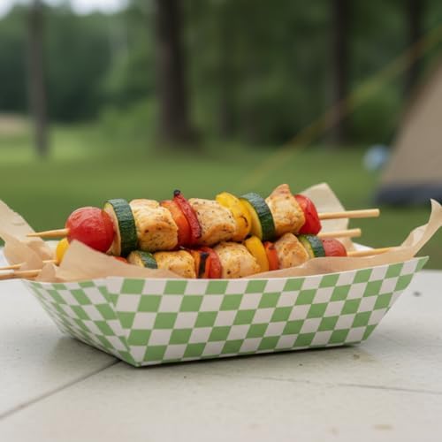 30 Pcs No Folding Required 2lb Gingham Party Supplies Disposable Paper Food Trays for Shower Wedding Tea Party Supplies Nacho Snack (One)