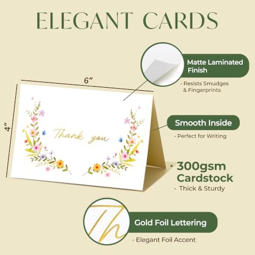 Thank You Cards with Envelopes Bulk 20 Pack 4x6 Blank