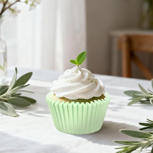 Whaline 300Pcs Sage Green Cupcake Liners Paper Baking Cups Gradient Color Standard Muffin Cupcake Wrappers for Tea Party Wedding Bridal Baby Shower Birthday Party Supplies