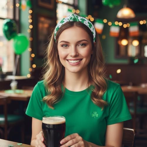 Huachi Knotted Headbands for Women Non Slip Fashion Womens Headbands - Cute Hairband for Women‘s Wide Top Knot Hair Hoops for Girls - St. Patrick's Day Head Band Hair Accessories for Women 4PCS