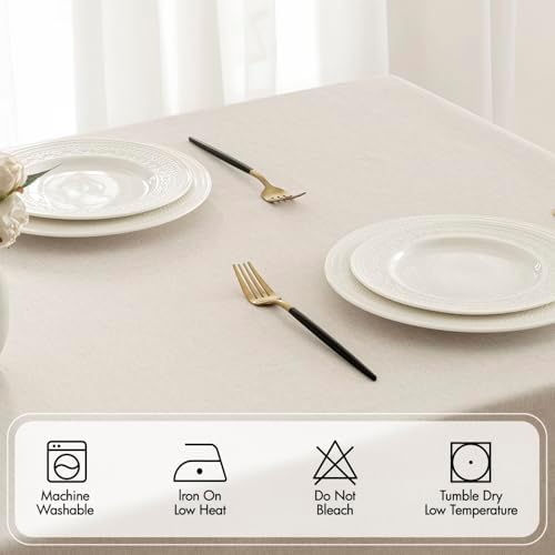 MIULEE Beige Rectangle Tablecloth with Decorative Cutouts 60x104 inch