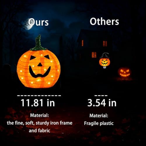 Solar Halloween Pumpkin Lights, 4 Pack Outdoor Pathway Stake Lights