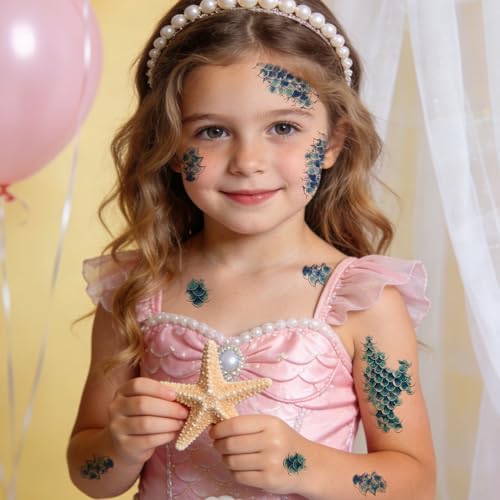 Mermaid Scale Temporary Tattoos for Kids Mermaid Face Tattoos