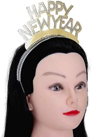 Glitter Happy New Year Headband Tiara, 12Pcs New Years Eve Supplies
