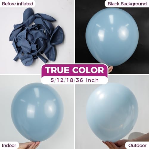 Bezente Dusty Blue Giant Latex Round Balloons 36 Inch 8 Pack