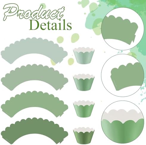 Domensi 100 Pcs Sage Green Cupcake Wrappers Rustic Baking Cups Wedding
