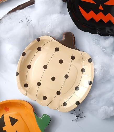 Winoo Design Halloween Paper Plates - 48 PK - Pumpkin Paper Plates Disposable for Halloween Decor Decorations for Table Party Supplies Party Favor