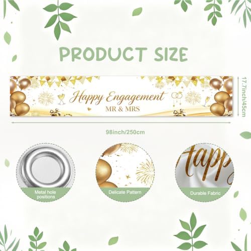 Happy Engaged Banner Decorations for Engagement Wedding Home Party Decor