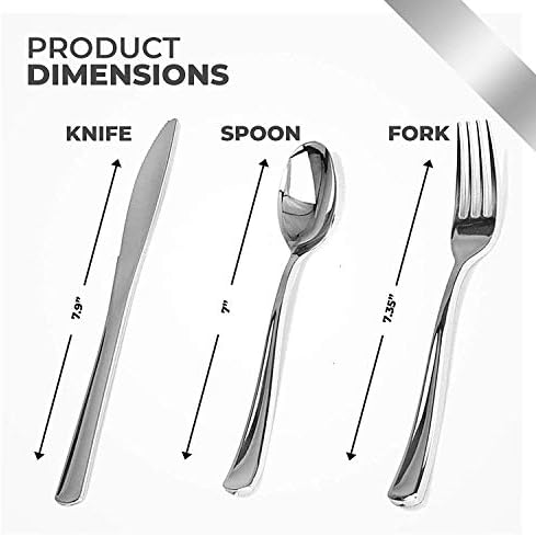 Silver Plastic Silverware Set (200-Pack) – Disposable Heavy Duty Cutlery, 67 Forks, 67 Knives, 67 Spoons for Parties, Weddings, Dinners & Holidays, Stock Your Home
