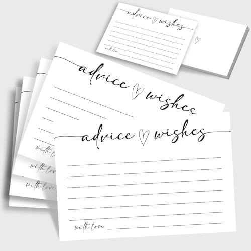 Advice and Wishes for Mr and Mrs, 60 White Marriage Message Cards - Minimalist Fill-in-the-Blank Wedding Stationery for Bride and Groom