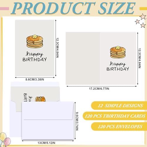 AmazingSpark 120 Kit Happy Birthday Cards Bulk with Envelopes 4.8 x 6.8''
