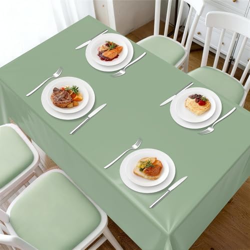 Childom 3 Pack Sage Green Tablecloths,54"x108" Plastic Table Cloth Disposable for Rectangle Tables,Sage Green Table Cover for Dinner Outdoor Picnic Birthday Bridal Wedding Baby Shower Party Decoration