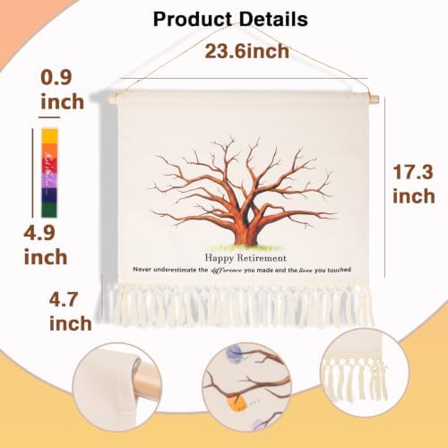 23.6x15.7in Retirement Fingerprint Tree Canvas Guestbook,Retirement Gifts