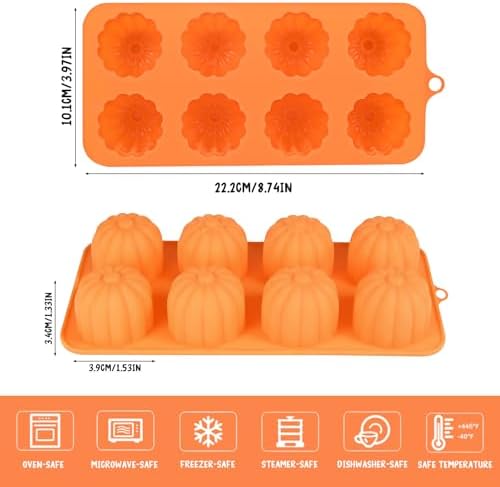 Halloween Pumpkin Silicone Mold for Chocolate,8 Cavities Chocolate Molds,Funny 3D Halloween Chocolate Candy Molds for Soap Pudding Jelly Cakes Making